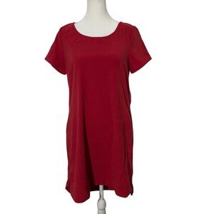 Takara Red Mini Shirt Dress w/ Zipper Sides